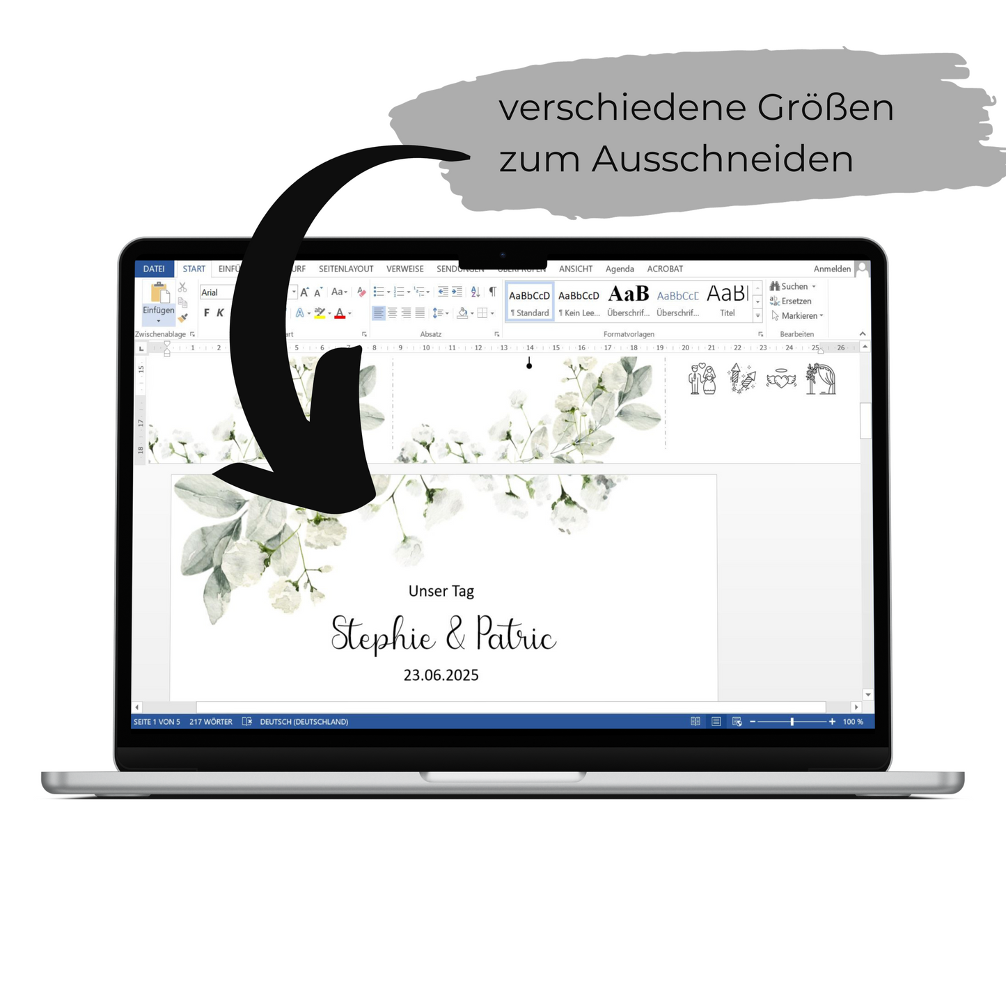Personalisierbare Vorlage Tagesablauf Timeline Greenery