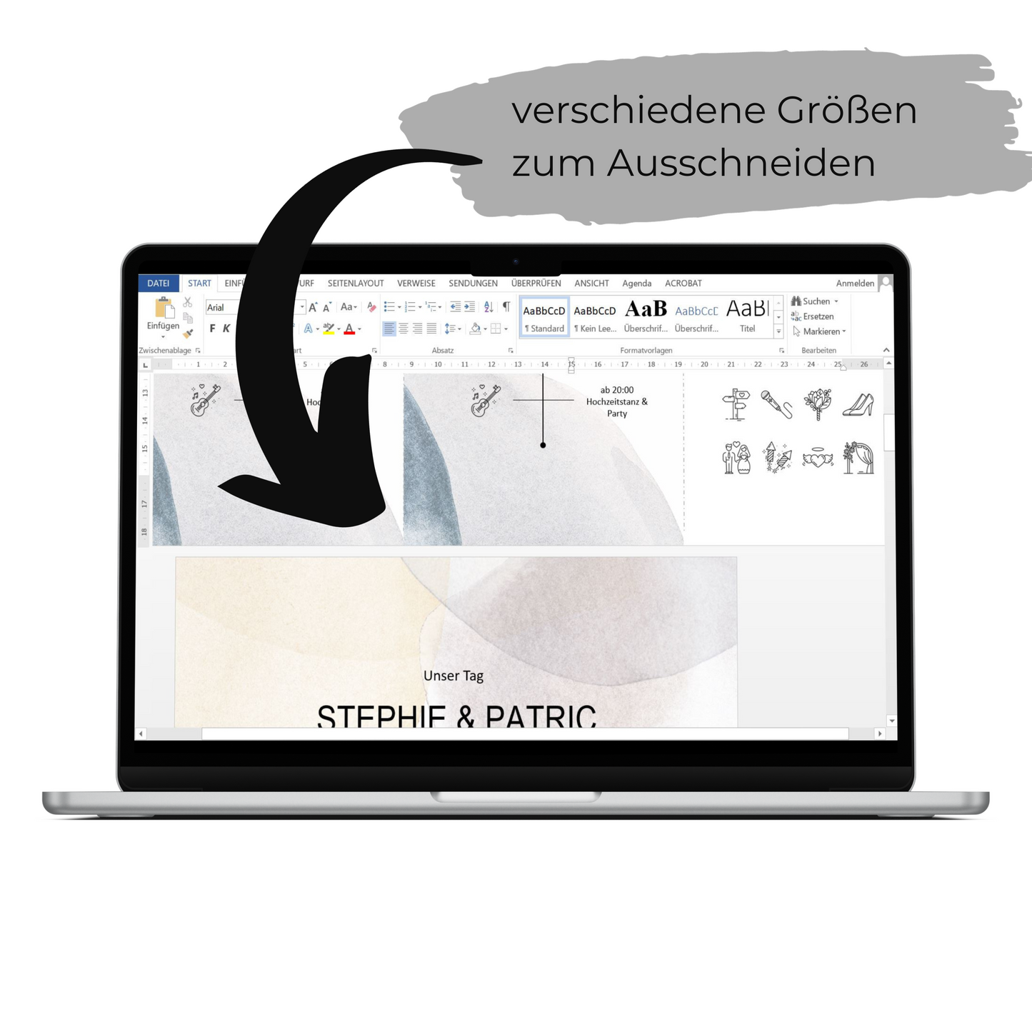 Personalisierbare Vorlage Tagesablauf Timeline Watercolor