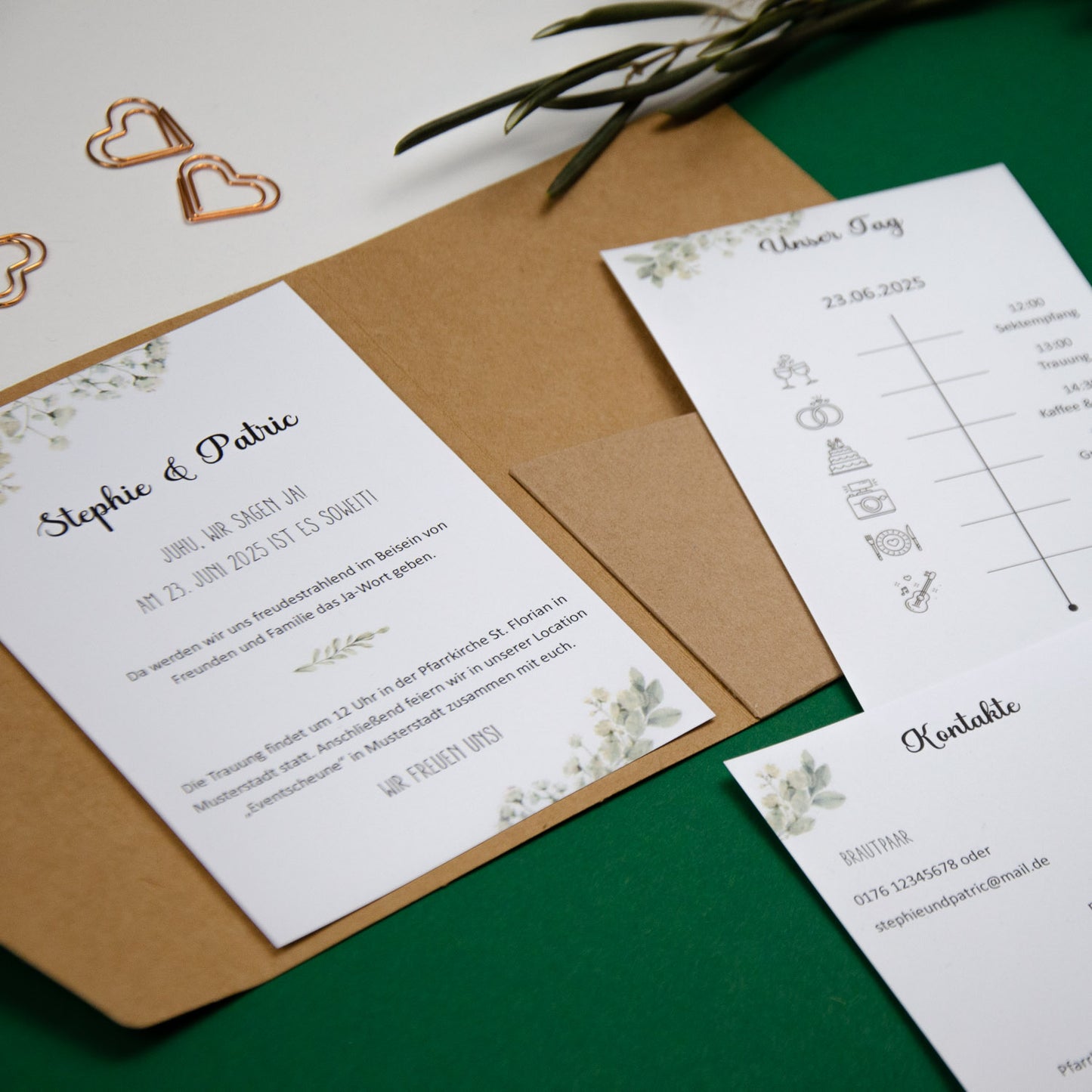 Personalisierbare Vorlage Pocketfolds B6 Greenery