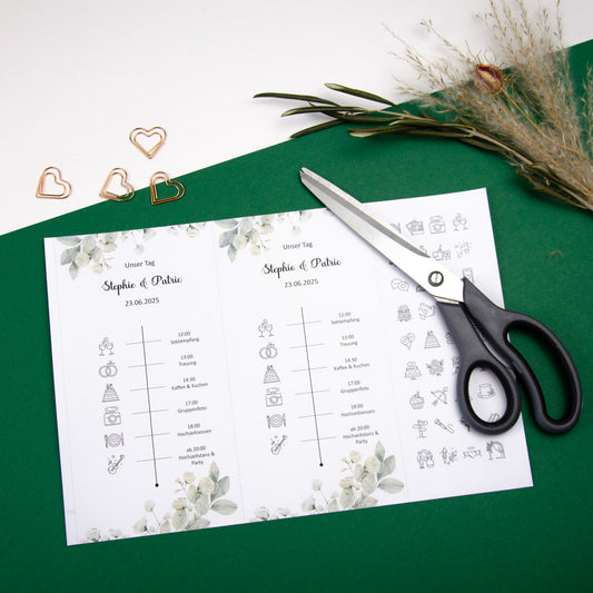 Personalisierbare Vorlage Tagesablauf Timeline Greenery