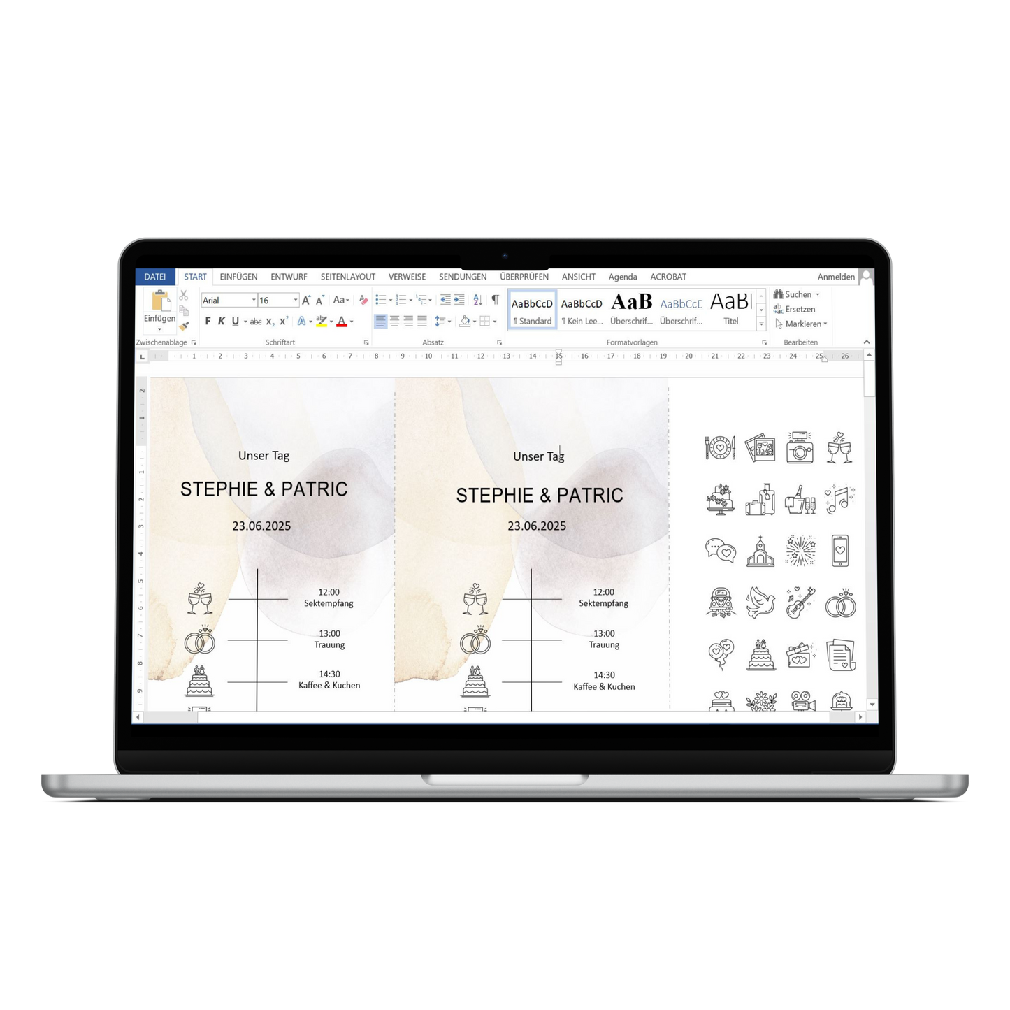 Personalisierbare Vorlage Tagesablauf Timeline Watercolor