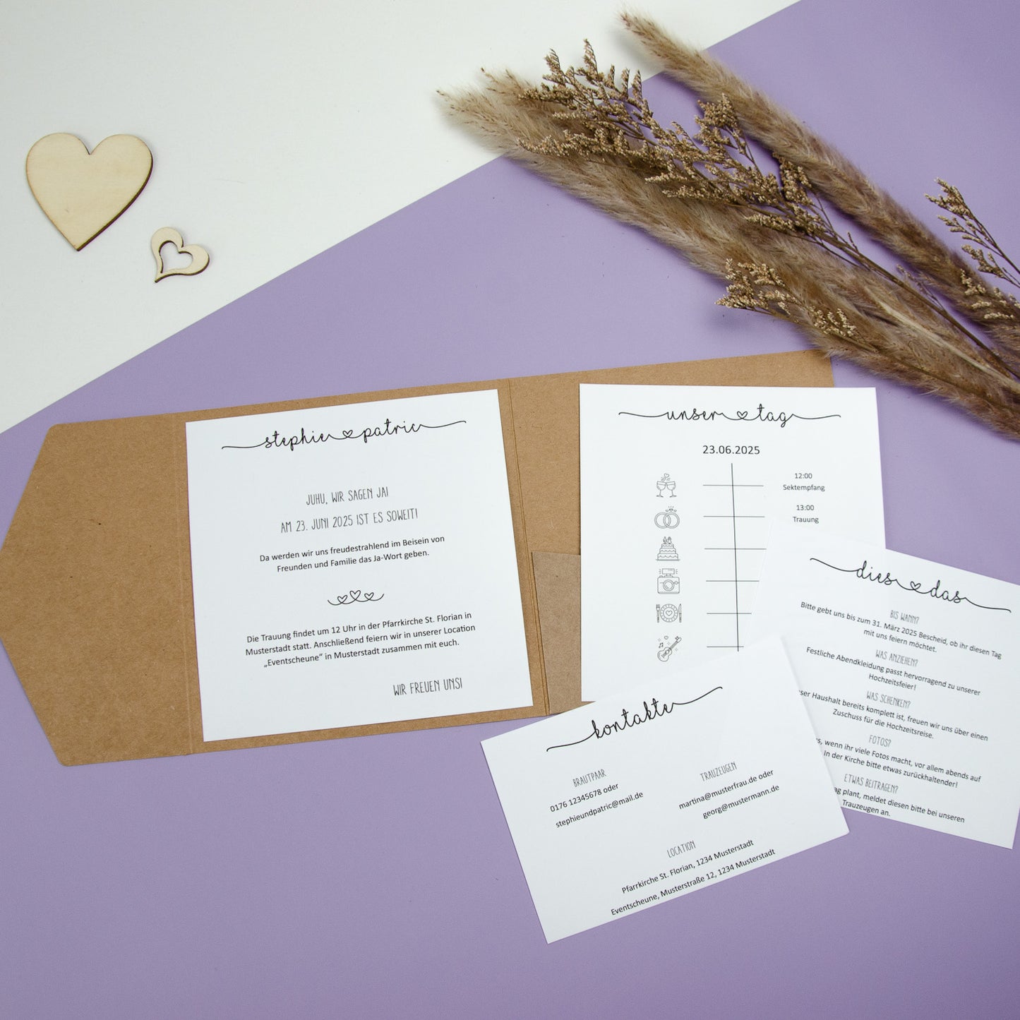 Personalisierbare Vorlage Pocketfolds Quadratisch Love