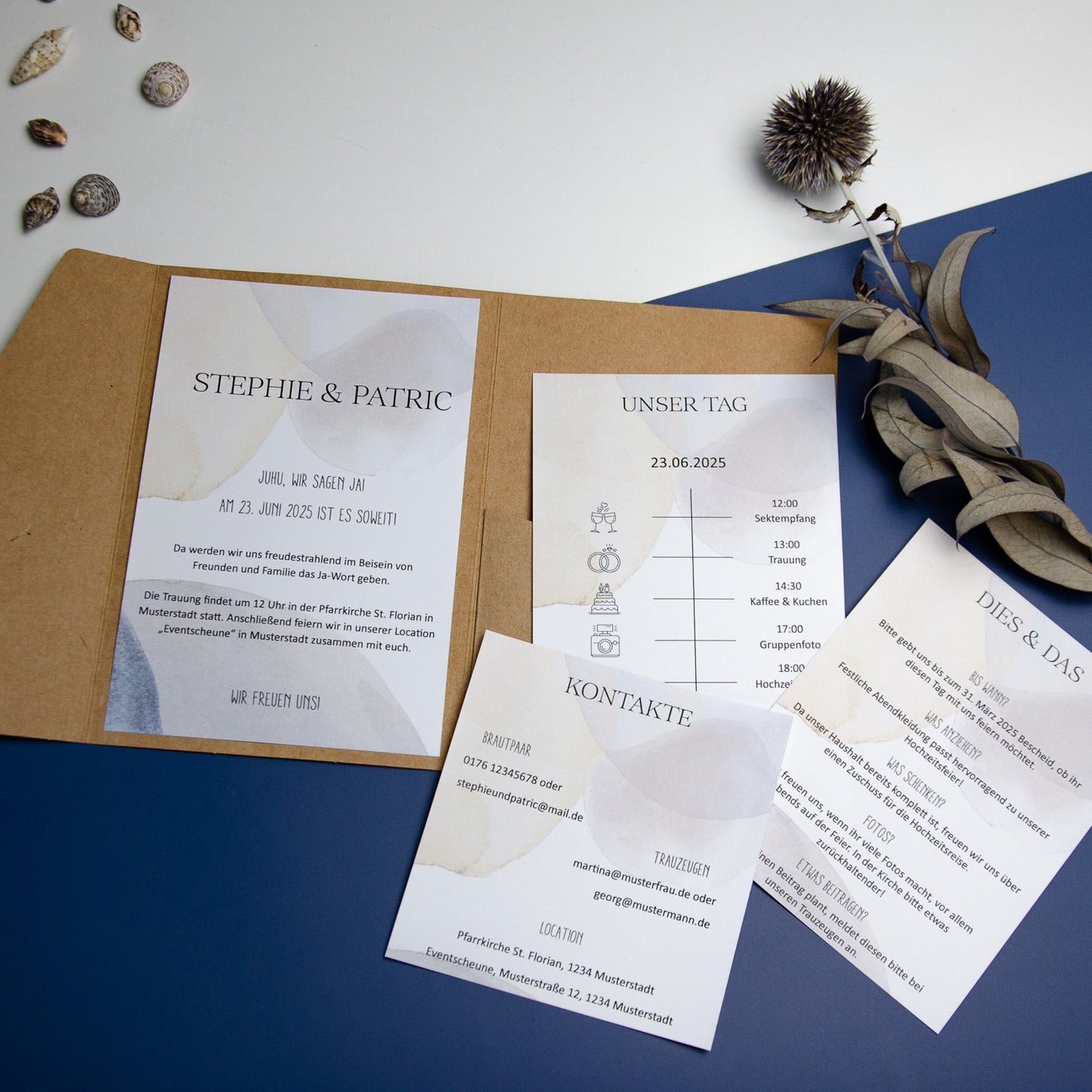 Personalisierbare Vorlage Pocketfolds B6 Watercolor