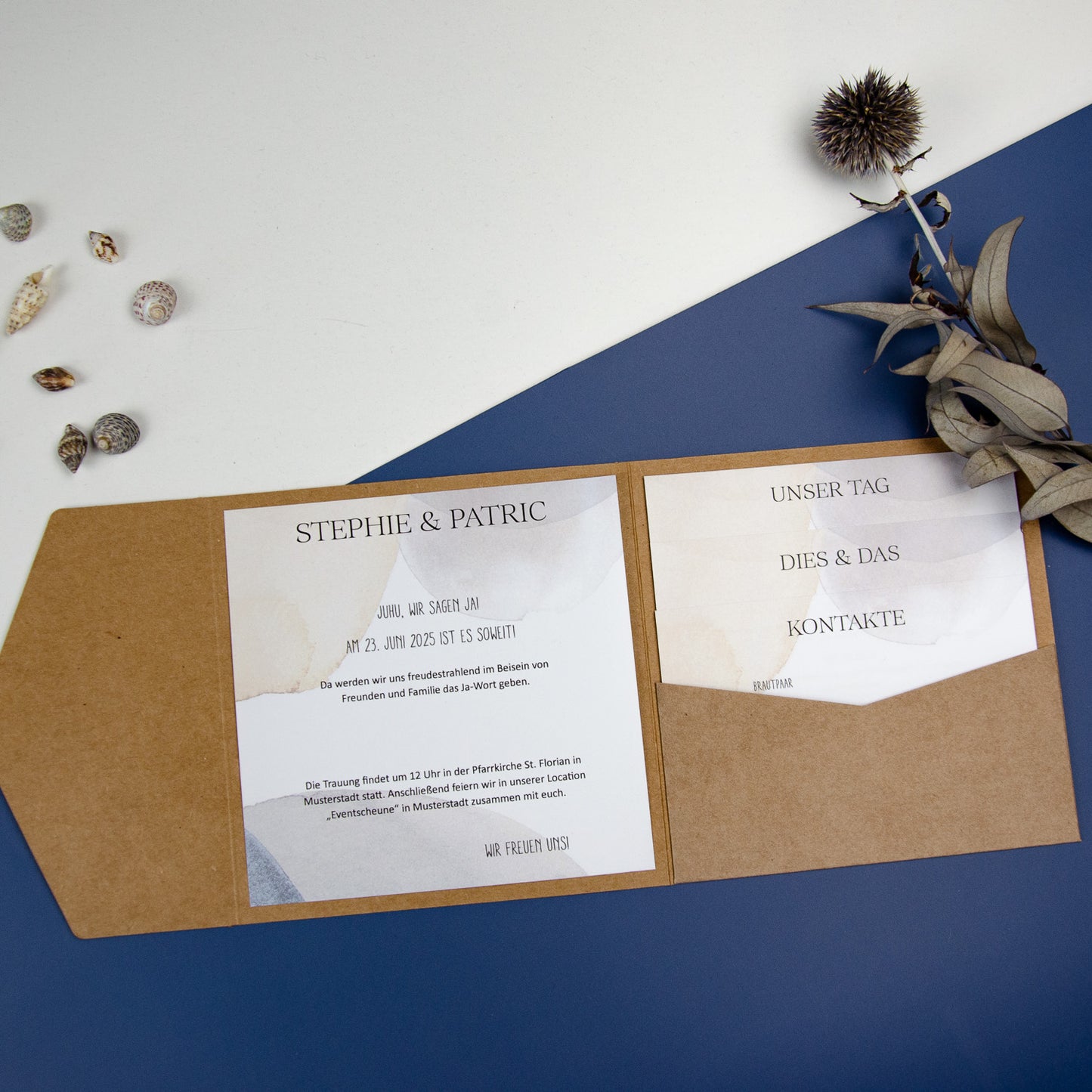 Personalisierbare Vorlage Pocketfolds Quadratisch Watercolor