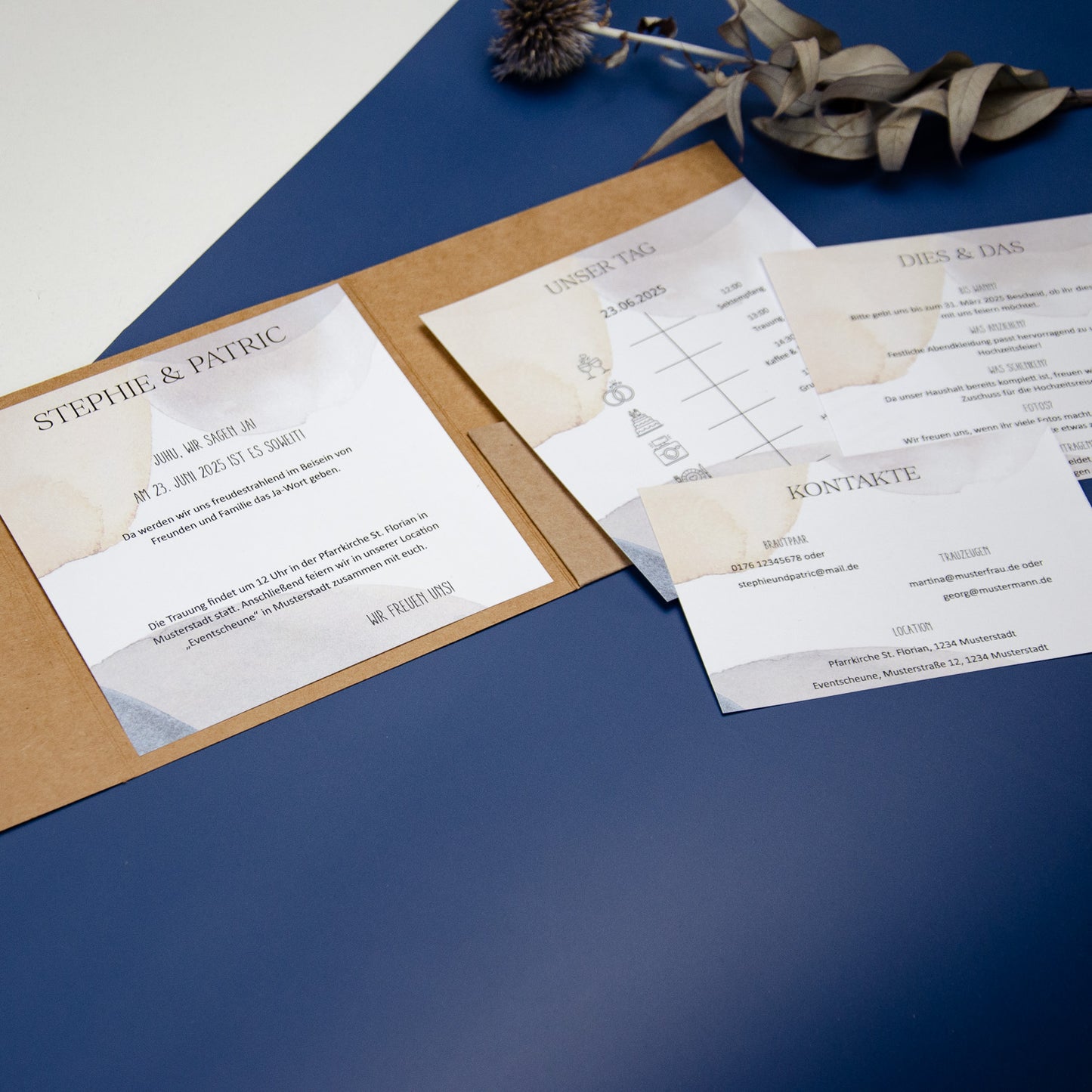Personalisierbare Vorlage Pocketfolds Quadratisch Watercolor