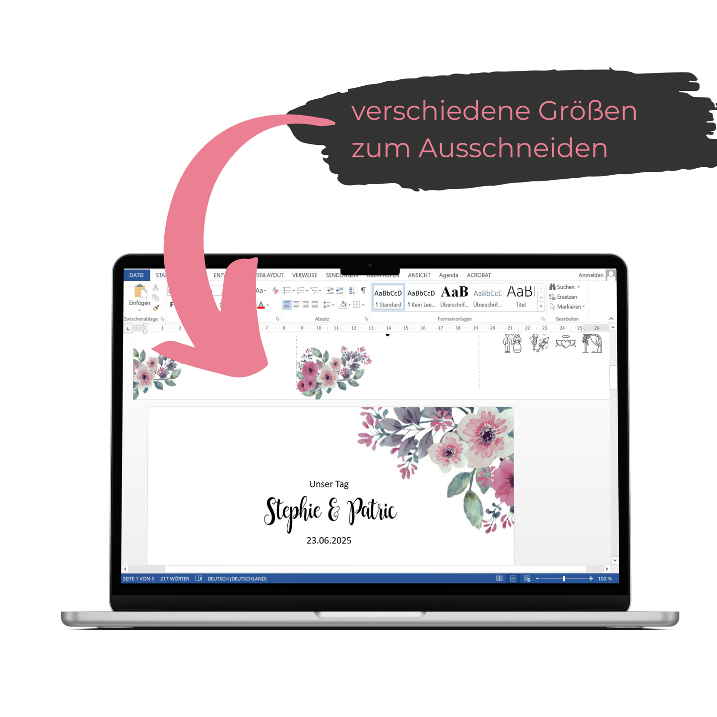 Personalisierbare Vorlage Tagesablauf Timeline Flowers