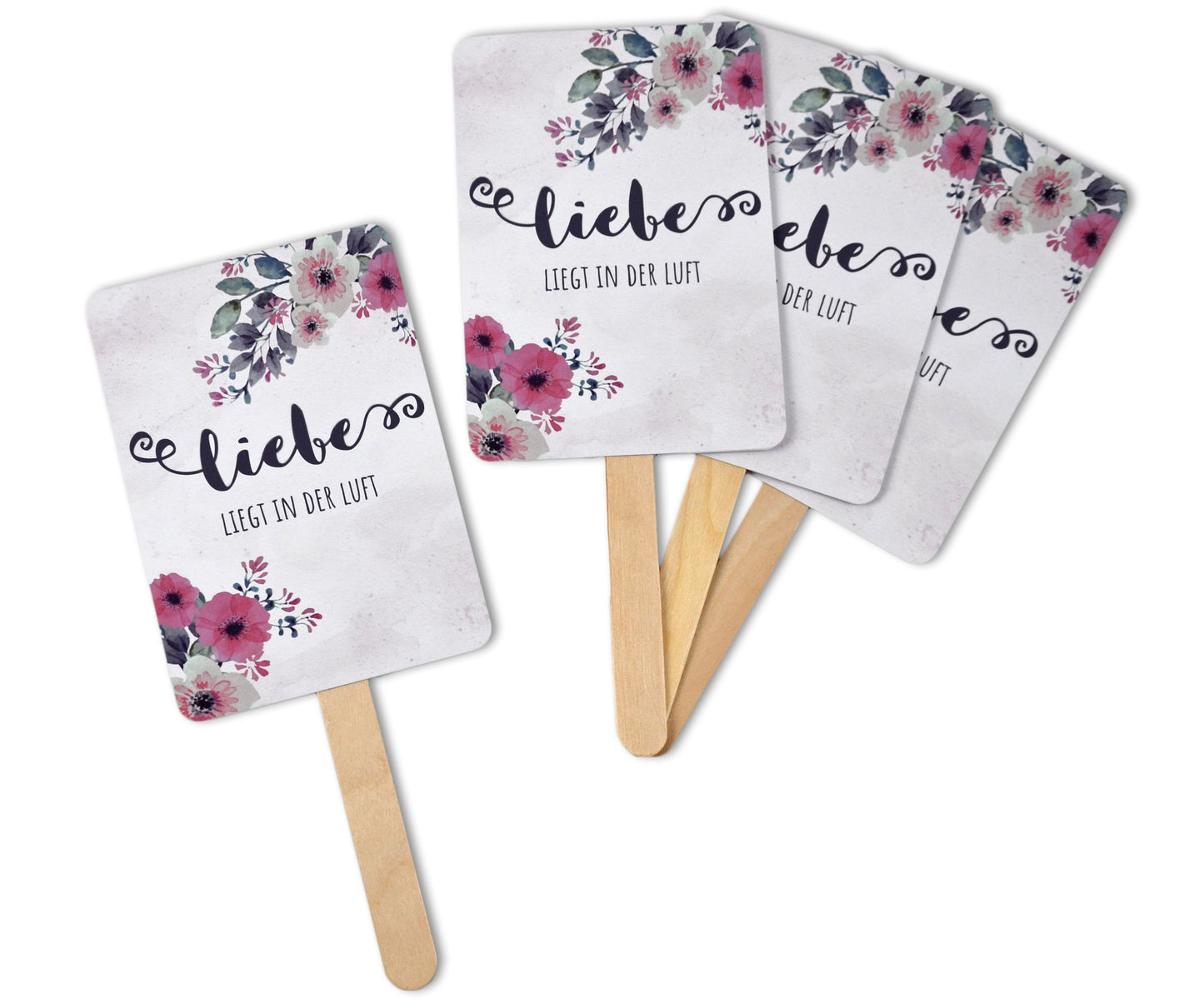 Fächer Bastelset für die Hochzeit (30er Set Handfächer) im Vintage Blumen Design