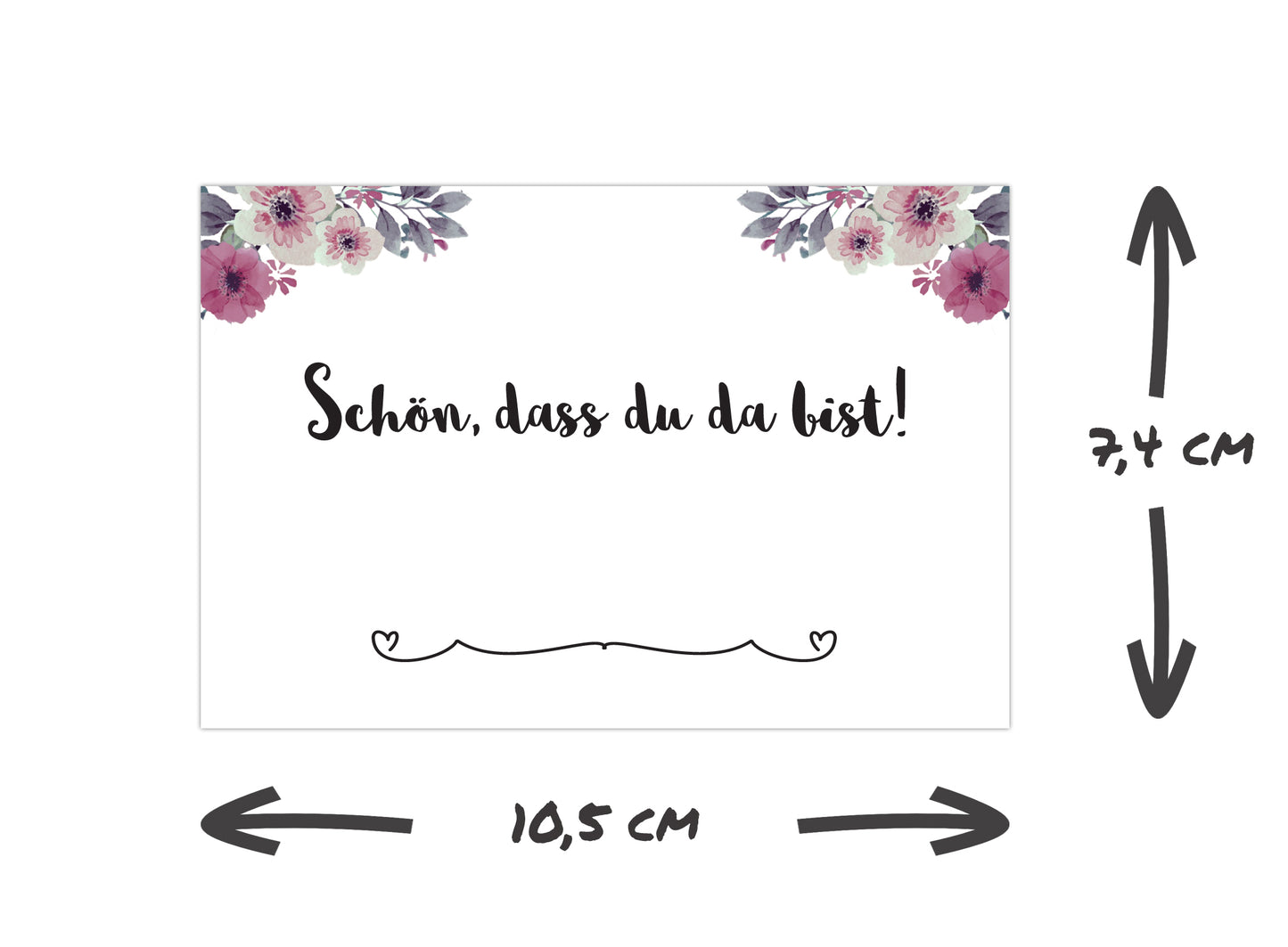 Tischkarten / Platzkarten in Rot mit schönem Blumendesign