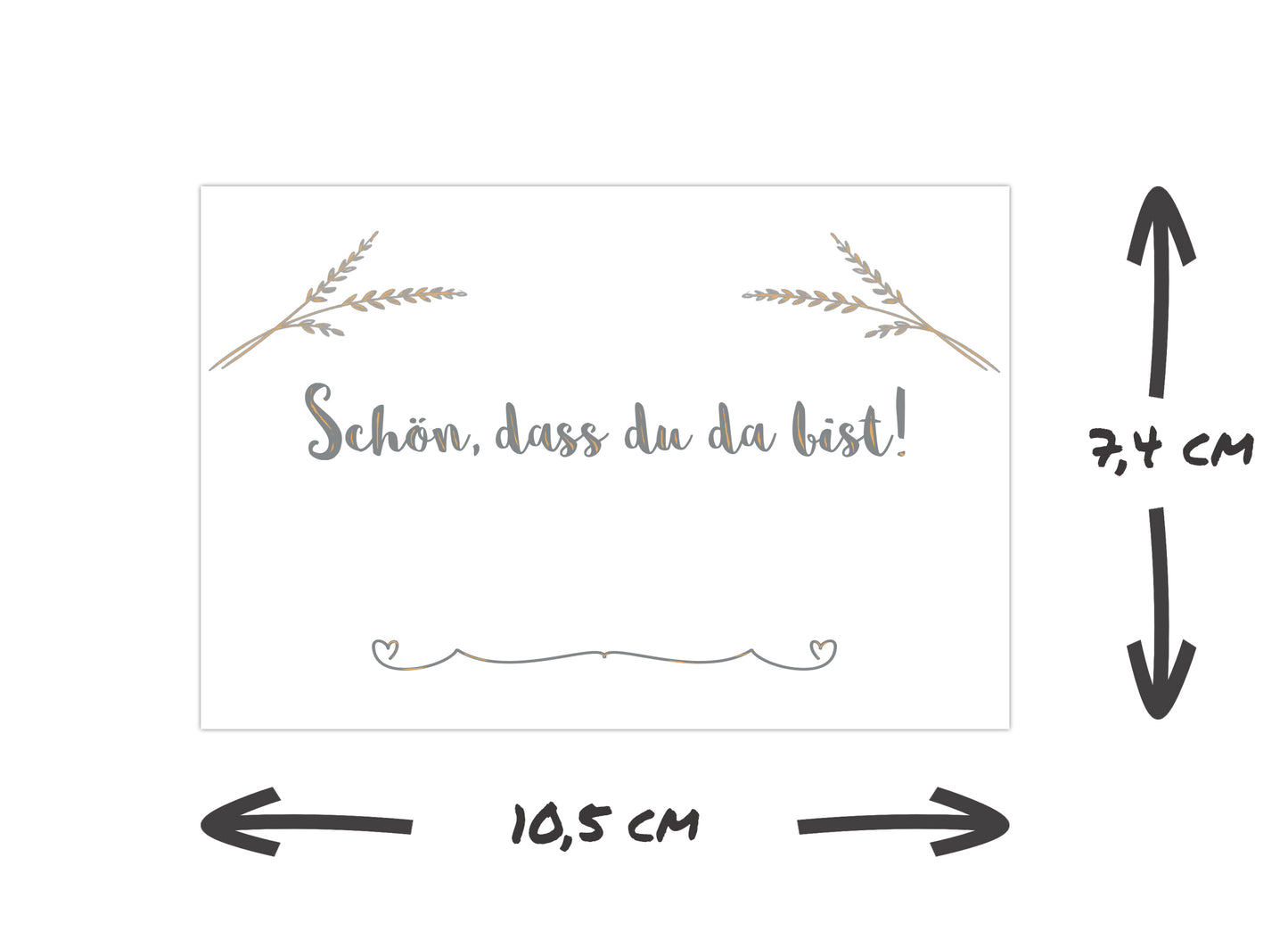 Tischkarten / Platzkarten in edlem Grau und Ährendesign