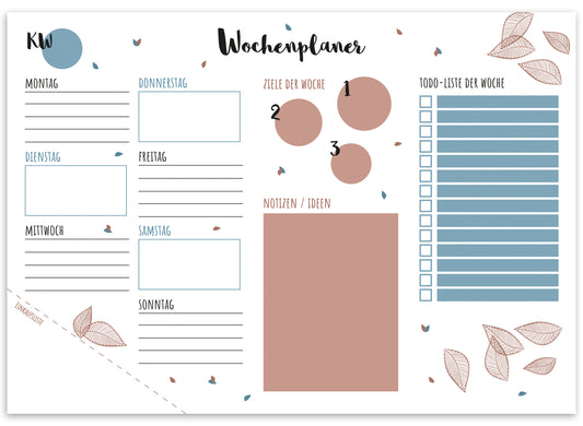 Wochenplaner Schreibunterlage DIN A3 Papier zum Abreißen ToDo-Liste (Blätter, A3)