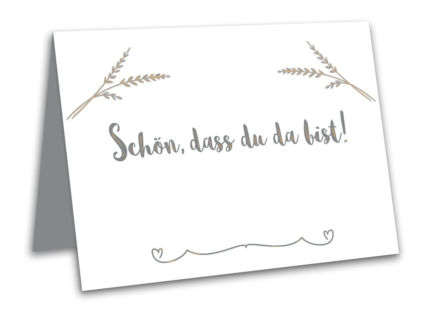 Tischkarten / Platzkarten in edlem Grau und Ährendesign
