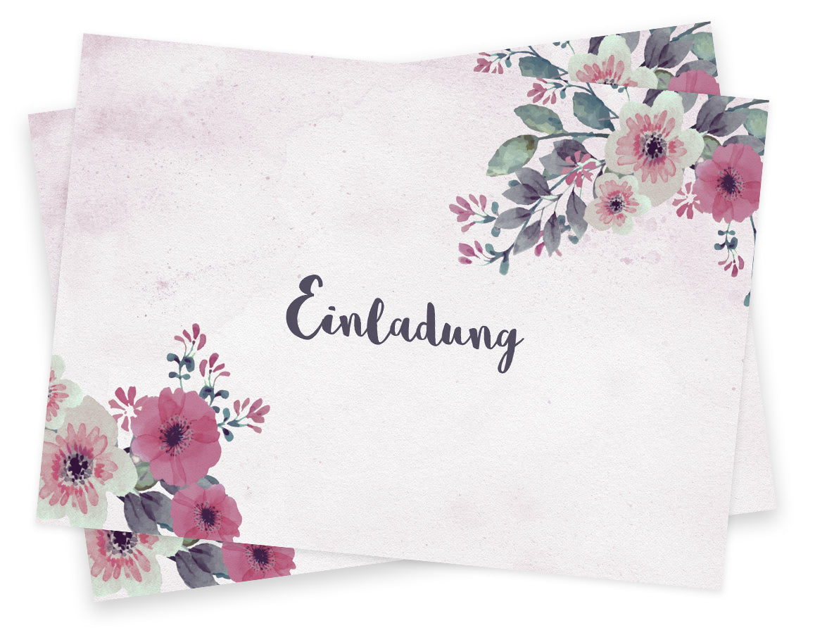 Einladungskarten Blumen (20 Klappkarten & Umschläge)