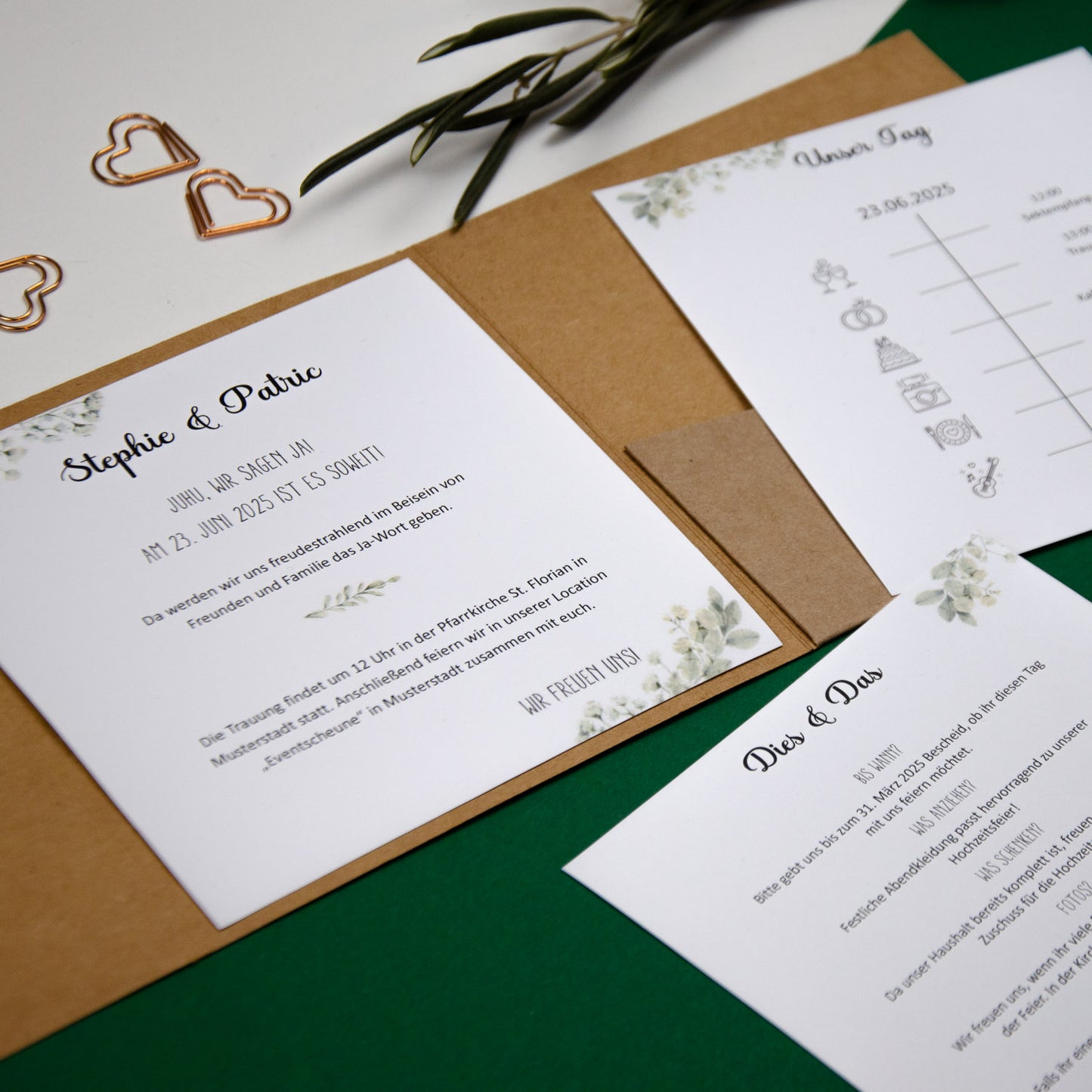 Personalisierbare Vorlage Pocketfolds Quadratisch Greenery