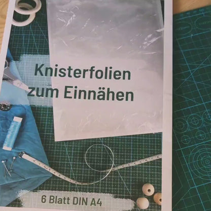 Knisterfolie zum Einnähen 6 Blatt DIN A4, waschbar - Knistertuch - Raschelpapier