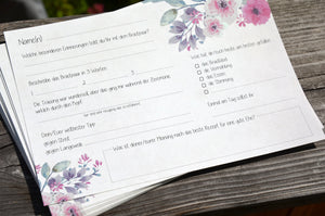 Gästebuchseiten / Fragekarten für die Hochzeit (A5)