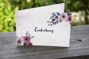 Einladungskarten Blumen (20 Klappkarten & Umschläge)