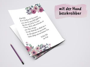 Briefpapier (60 Blatt, DINA4) Designpapier Aquarell-Vintage-Blumen Briefbögen (Blumen)