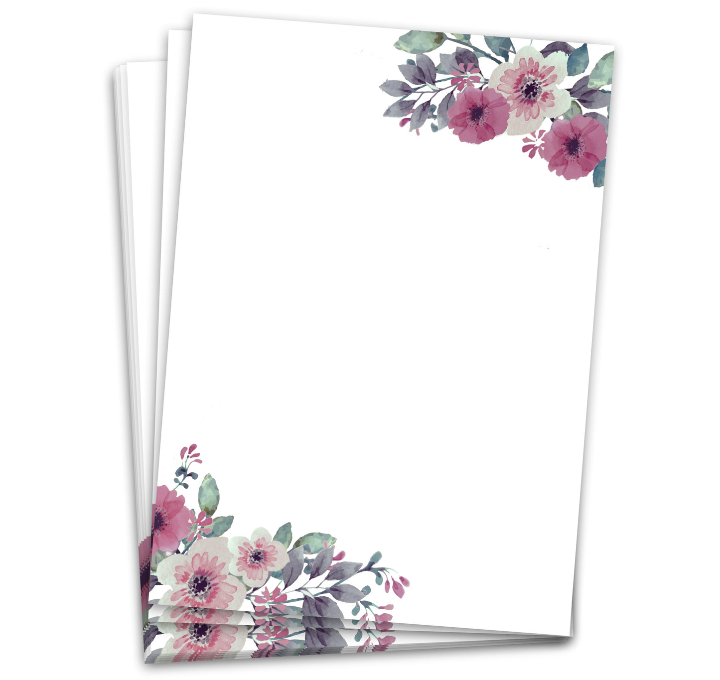 Briefpapier (60 Blatt, DINA4) Designpapier Aquarell-Vintage-Blumen Briefbögen (Blumen)
