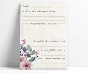 Gästebuchseiten / Fragekarten für die Hochzeit (A6 mit zwei Motiven)