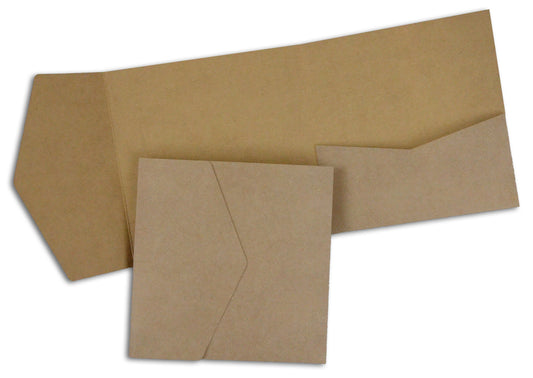 Pocketfold Set Kraftpapier Quadratisch mit passenden Umschlägen für deine Hochzeitseinladung!