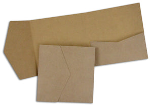 Pocketfold Set Kraftpapier Quadratisch mit passenden Umschlägen für deine Hochzeitseinladung!