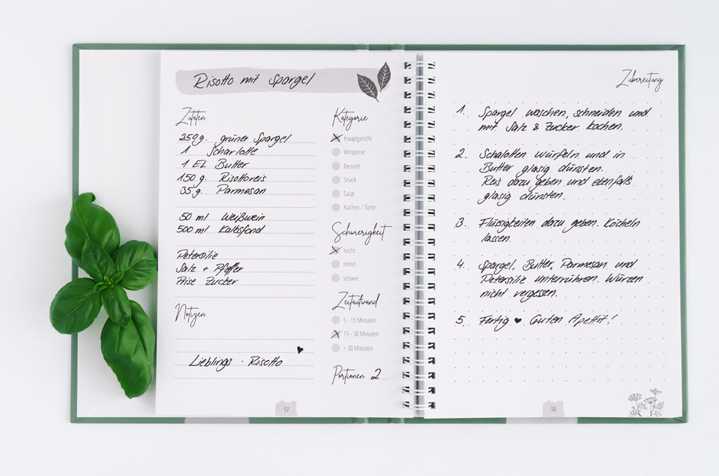 Rezeptbuch zum Selberschreiben - grün