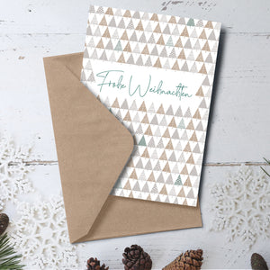 Weihnachtskarten & Umschläge aus Kraftpapier (20er Set, Tannenbäume)